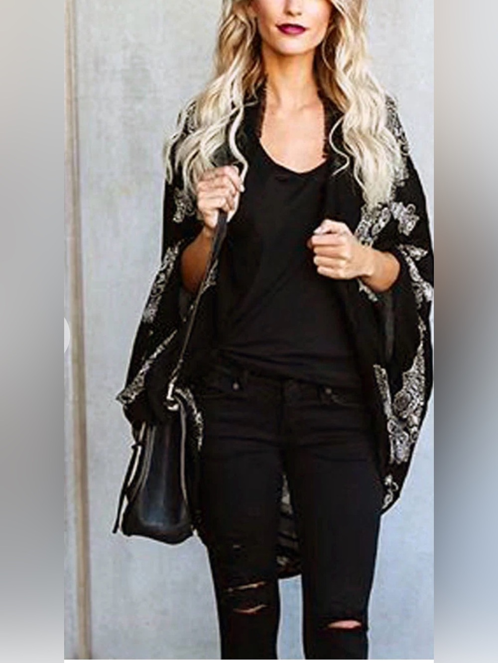 Boho Vixen  TROPHY WIFE COCOON CAPE IN BLACK One Size - Picture 4 of 8